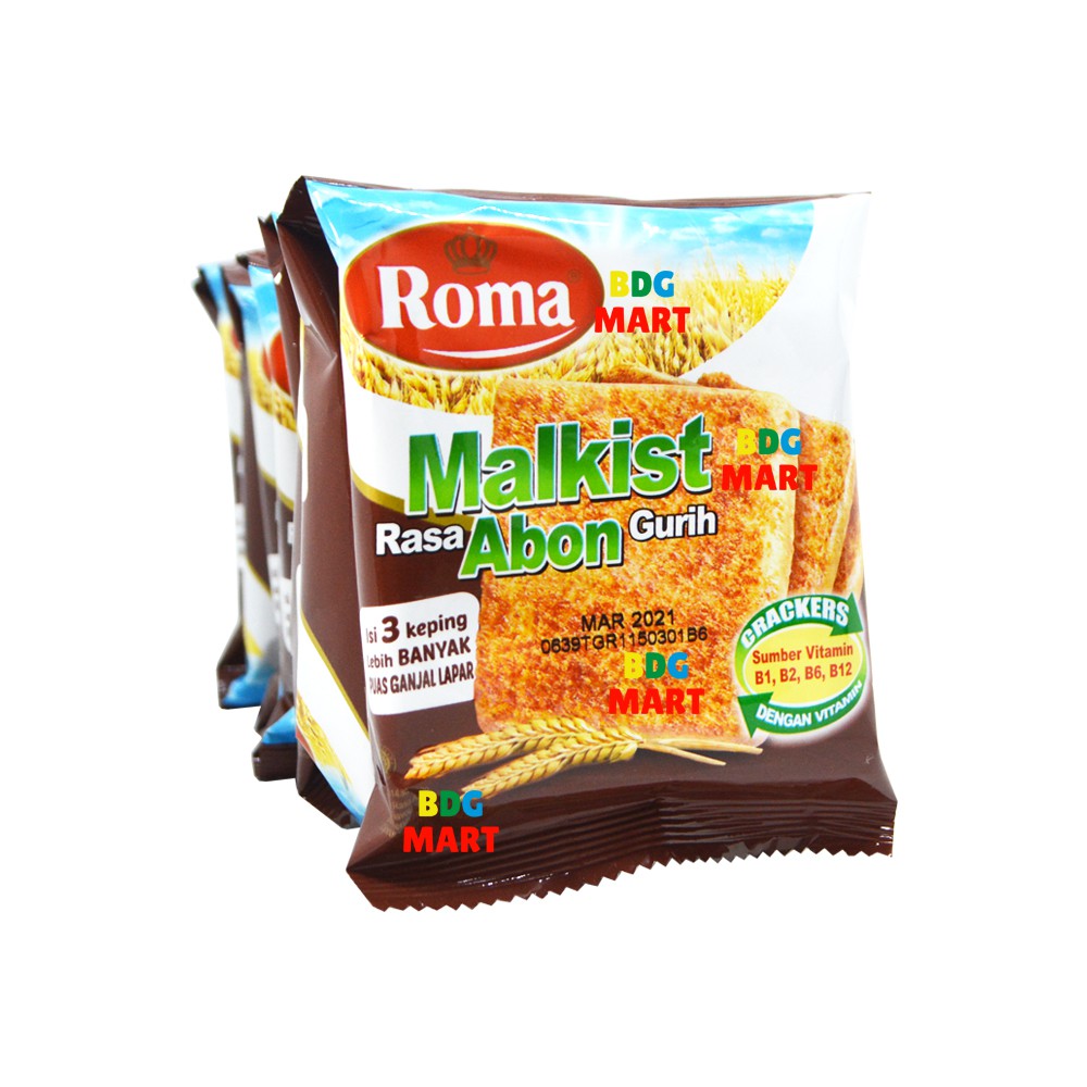 

RENCENG Roma Malkist Abon Biskuit Renyah Dengan Taburan Abon Gurih Isi 3 Keping - 10pcs x 27gr