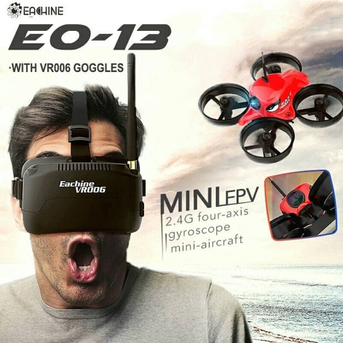 {adenastore} Racing Drone Micro Eachine E013 FVP with 5.8 Google 1000TVL Camera - 1 Baterai Diskon