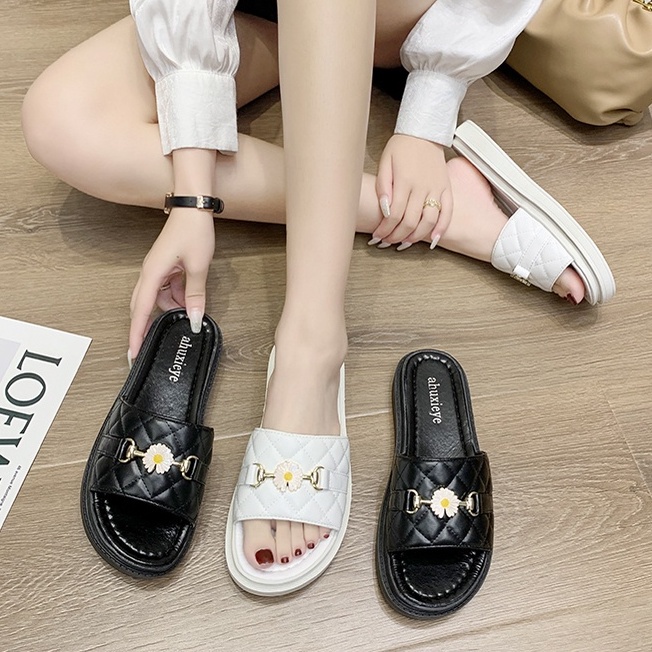 bbs-985, sandal flat wanita import fashion sandal slip on cantik dan terlaris keren terkiniian 5104