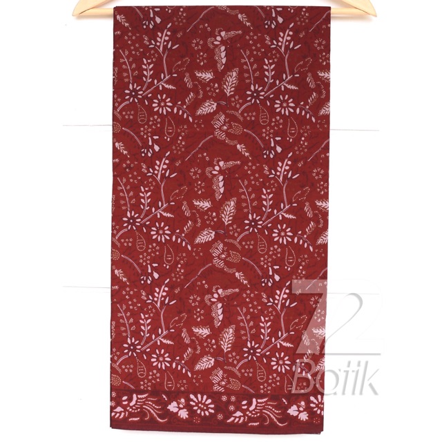 KAIN BATIK PREMIUM Bahan Katun Motif Kembang Setaman Warna Merah Maroon Marun Maron 722957 Cap 72 Jarik Jarit Samping Kebat Panjang Batik Katun Modern Premium Bahan Seragam Batik Pernikahan Kantor Keluarga Murah Kamen Jadi Batik Bali Lembaran