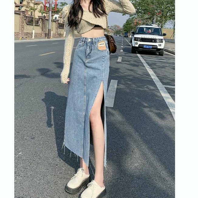 Rok jeans 7 8 wanita Rok korean style Rok jeans panjang Rok jeans span rok wanita kekinian jumbo size 5XL dewasa rok