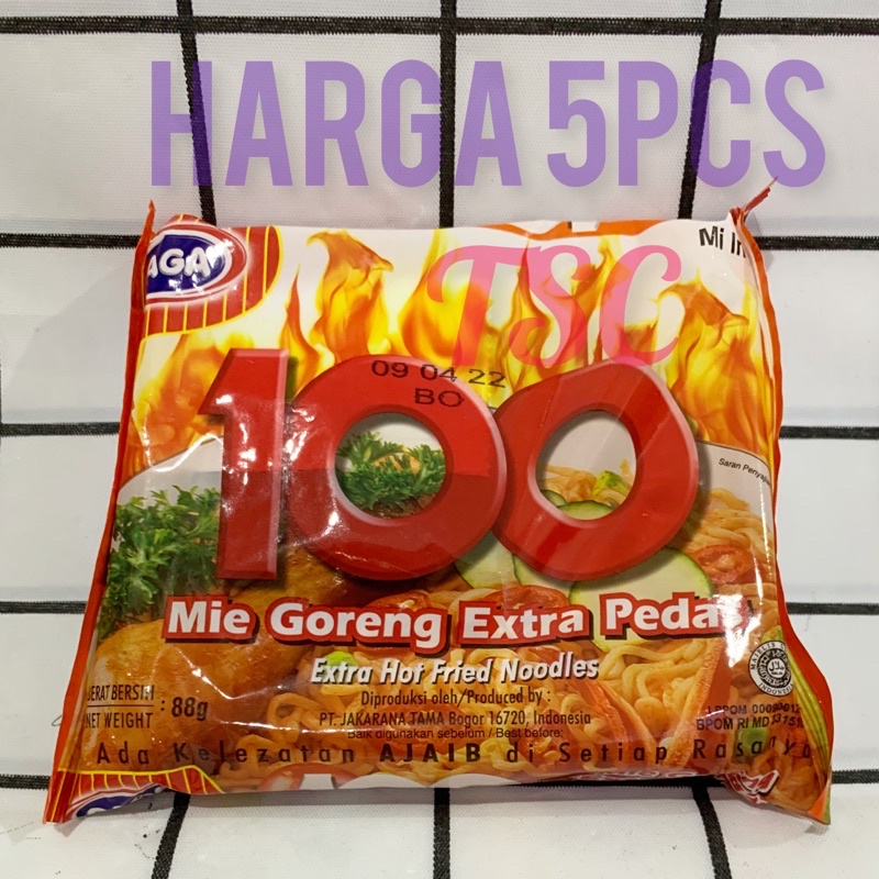 

Gaga Mie 100 Goreng Extra Pedas harga 5 Pcs / Mie Gaga 100 Extra Pedas