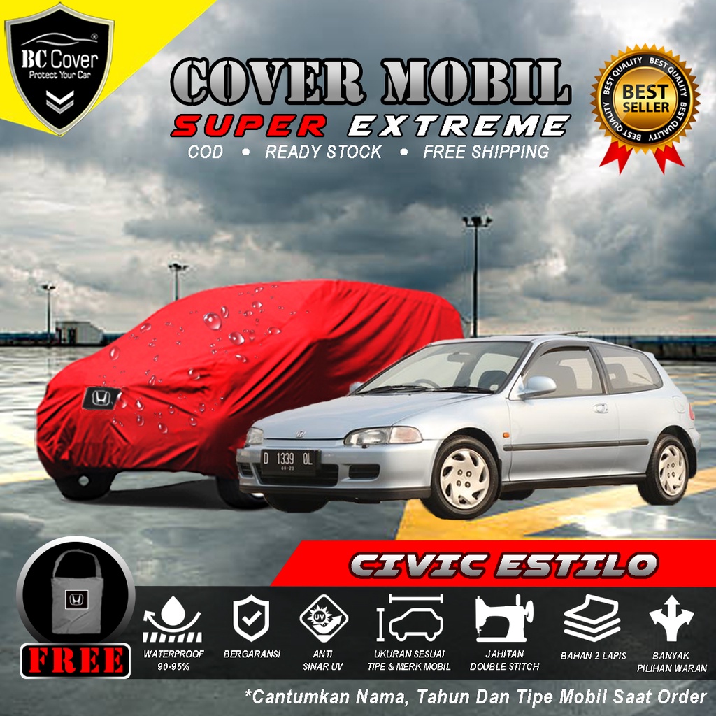 Body Cover Mobil Civic Estilo Outdoor Waterproof / Sarung Honda Civic Estilo Waterproof / Selimut Tutup Sedan Civic Estilo Penutup Mantol Kerudung Mantel Mobil Civic Estilo Anti Air Waterproof Outdoor