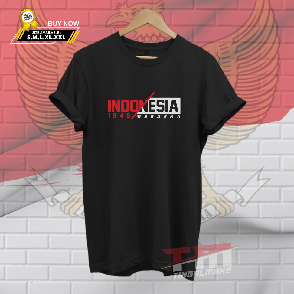 DTF | Indonesia Garis Merah Putih Kemerdekaan Unisex | Kaos Pria Wanita | Baju Kemerdekaan | Kaos Ke