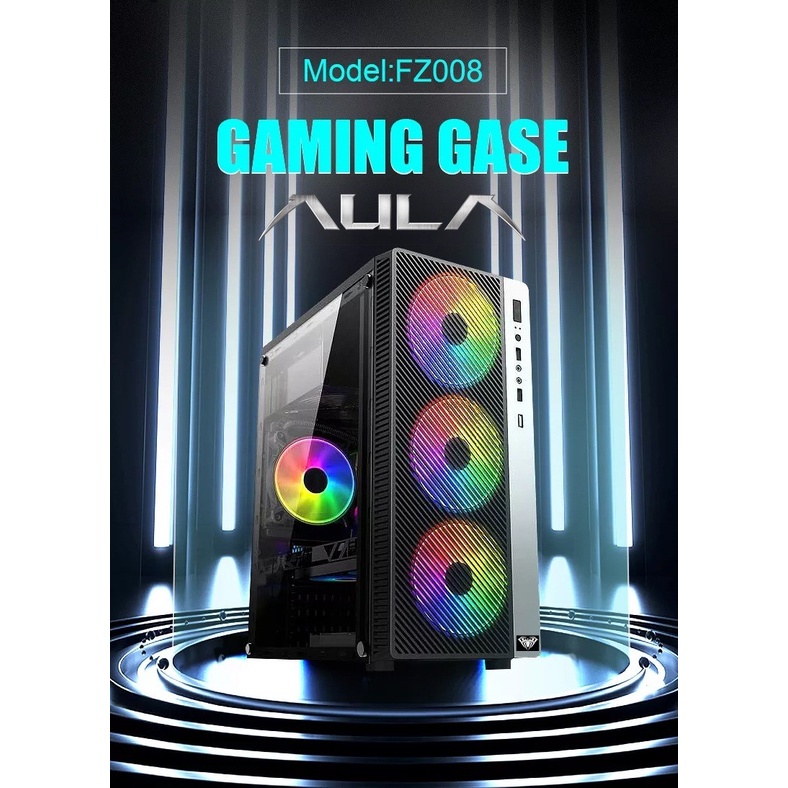 Casing PC Gaming Case AULA FZ008 FZ 008 Free 3 Fan RGB