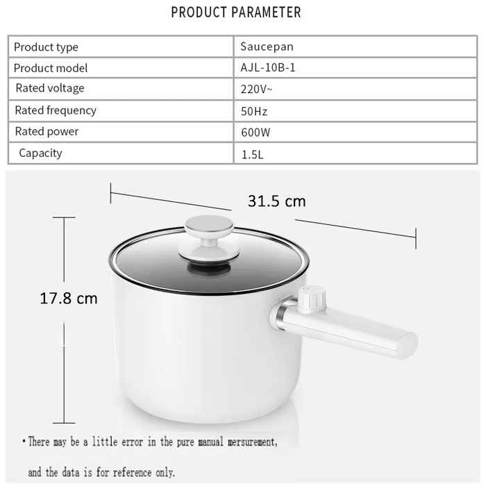 Panci Portable Panci Listrik Mini Serbaguna Anti Lengket Tutup Kaca 1.5L