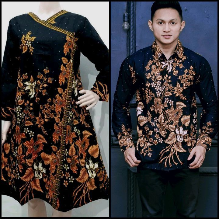 Couple Dress Tunik Batik Pesta Elegan Modern Kemeja Seragam Kondangan Primisima Motif Cantik Bella 2