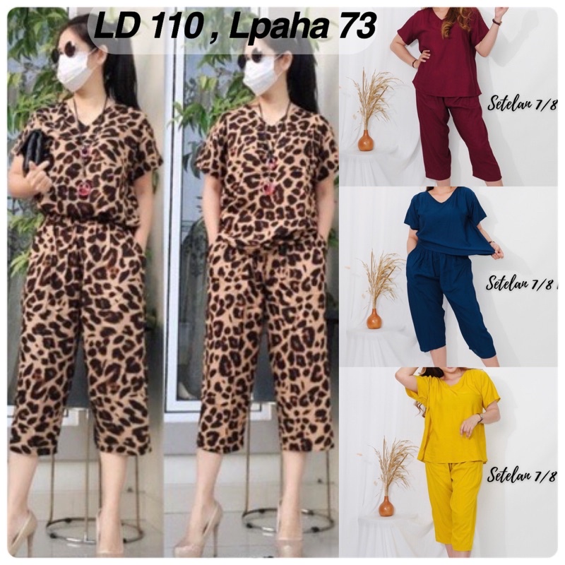 SETELAN MACAN POLOS LEOPARD LORENG 7/8 3/4