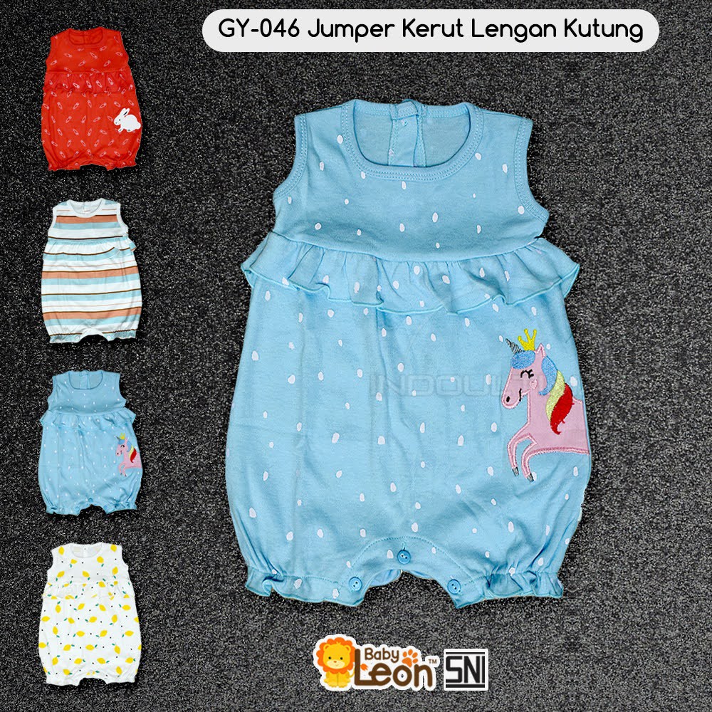 BABY LEON GY-046 Jumsuit Bayi Perempuan Lengan Kutung  Jumper Kerut Kutung Jumpsuit Anak Balita