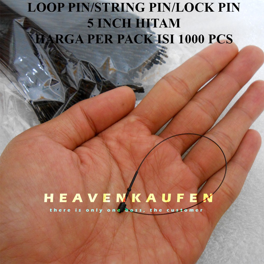 String Pin Loop Pin Tali Hang Tag Lock Pin Warna Hitam 5 inch Harga Per Bungkus isi 1000 pcs