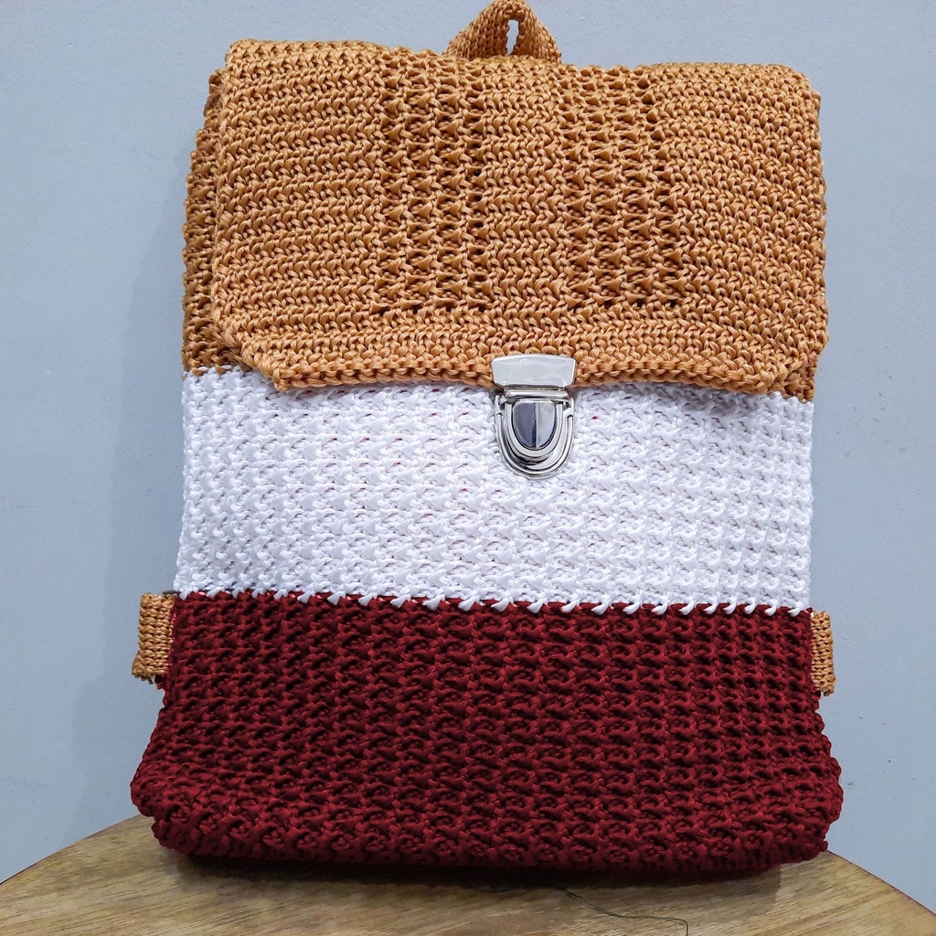 Tas Ransel Rajut Blaster - SenjabyAtsa-Gold Merah