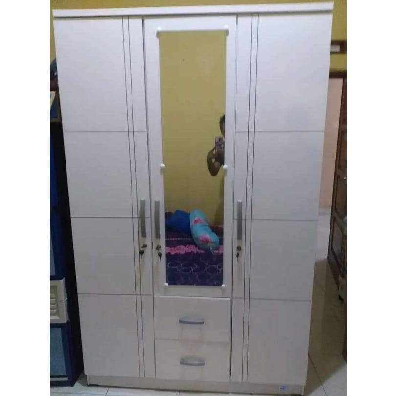 TOPPAN Lemari Pakaian Putih 3 Pintu - Lemari Baju 3 Pintu Milea - Medan