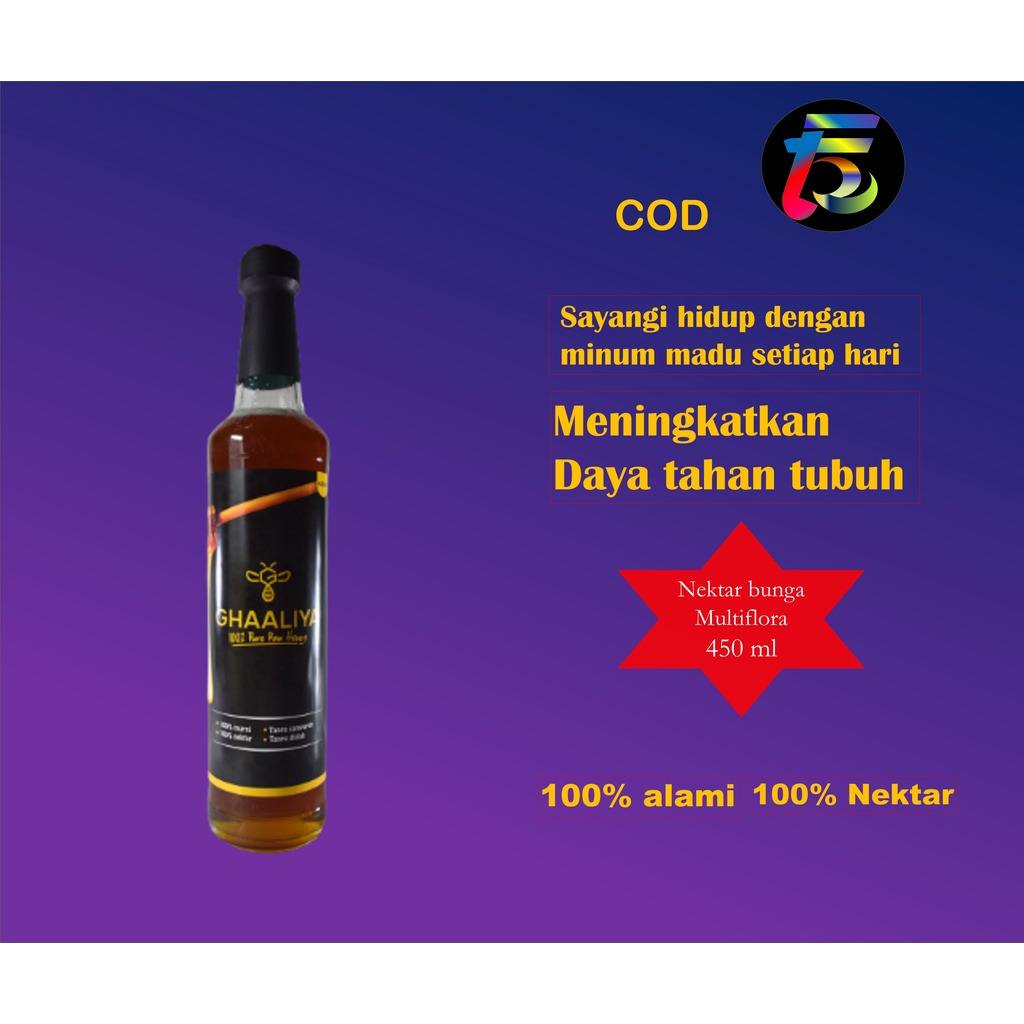 

madu murni sehat alami asli minuman/olesan Indonesia nektar bunga multiflora 450 ml/600 gr botol kaca/botol plastik