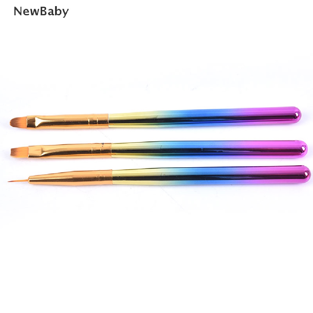 Newbaby 3pcs / Set Brush Pen Dotting Untuk Gambar Hiasan Nail Art Diy