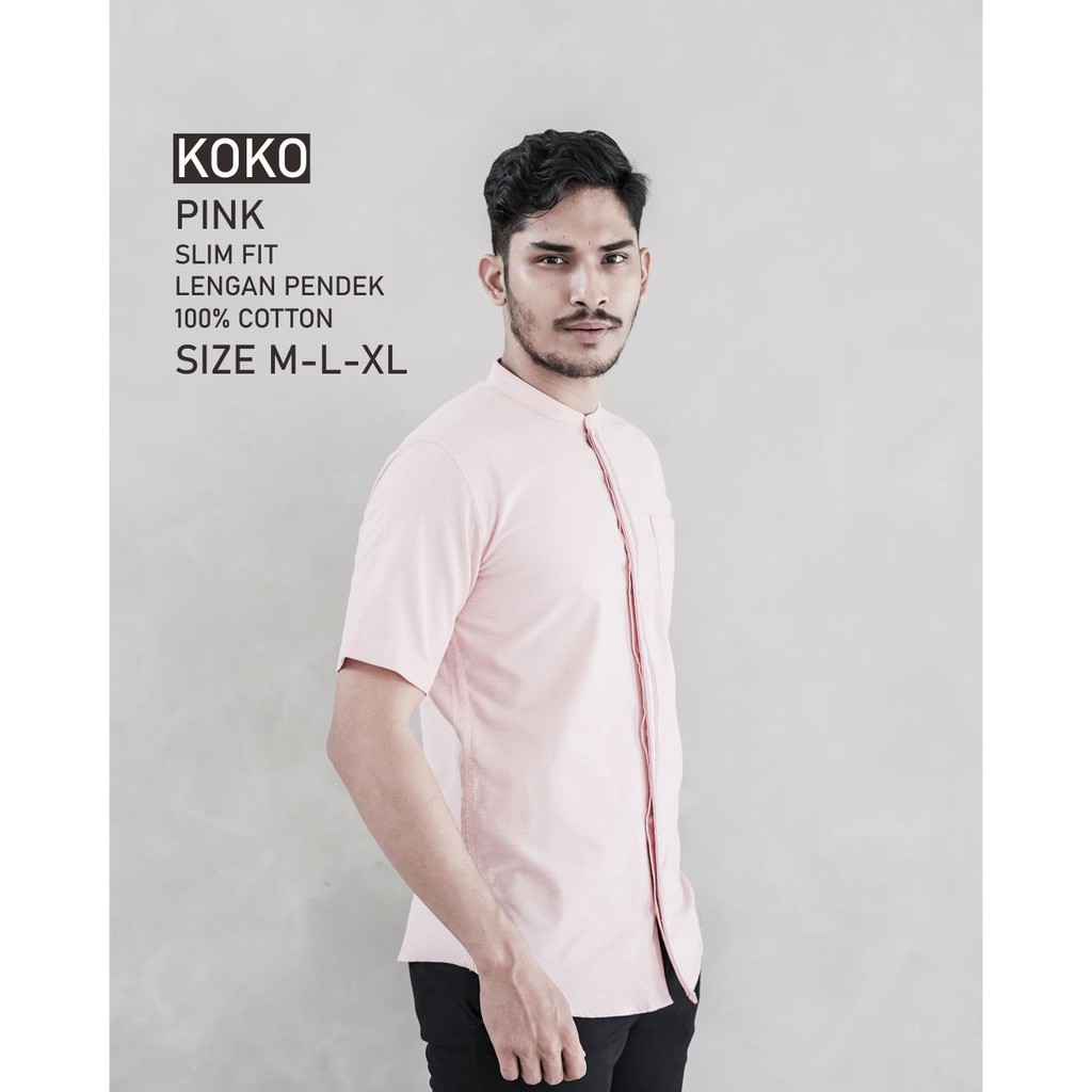 KOKO PINK Baju Kemeja Koko SLIMFIT PREMIUM Pria Lengan Pendek