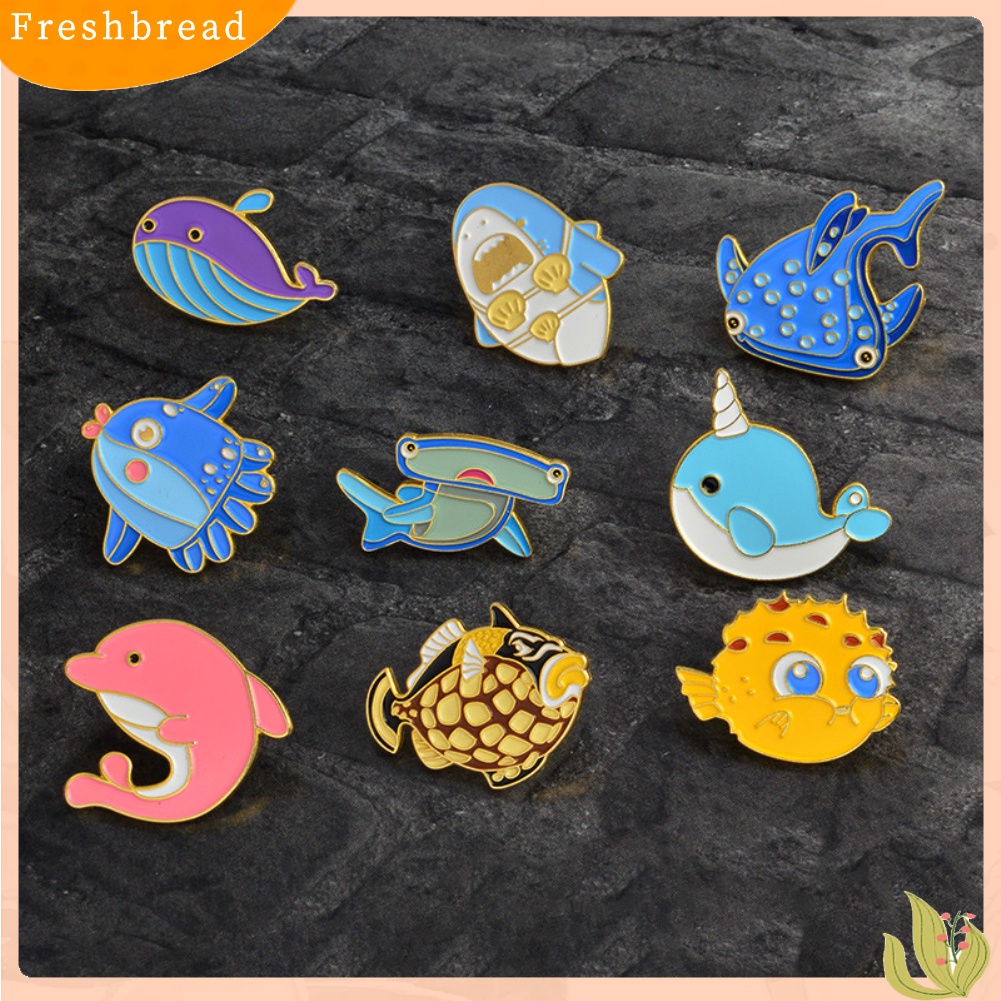 Fresh| Bros Pin Enamel Bentuk Ikan Paus / Hiu / Paus Kartun Lucu