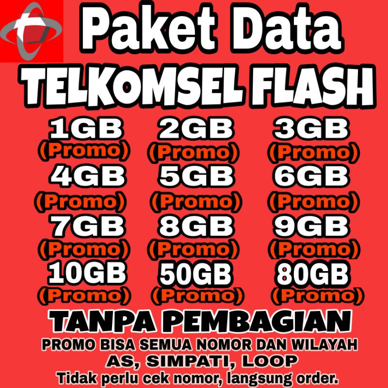 Paket Data Telkomsel Flash Semua Zona dan Nomor / Kuota Telkomsel Full 24JAM Masa Aktif 30Hari