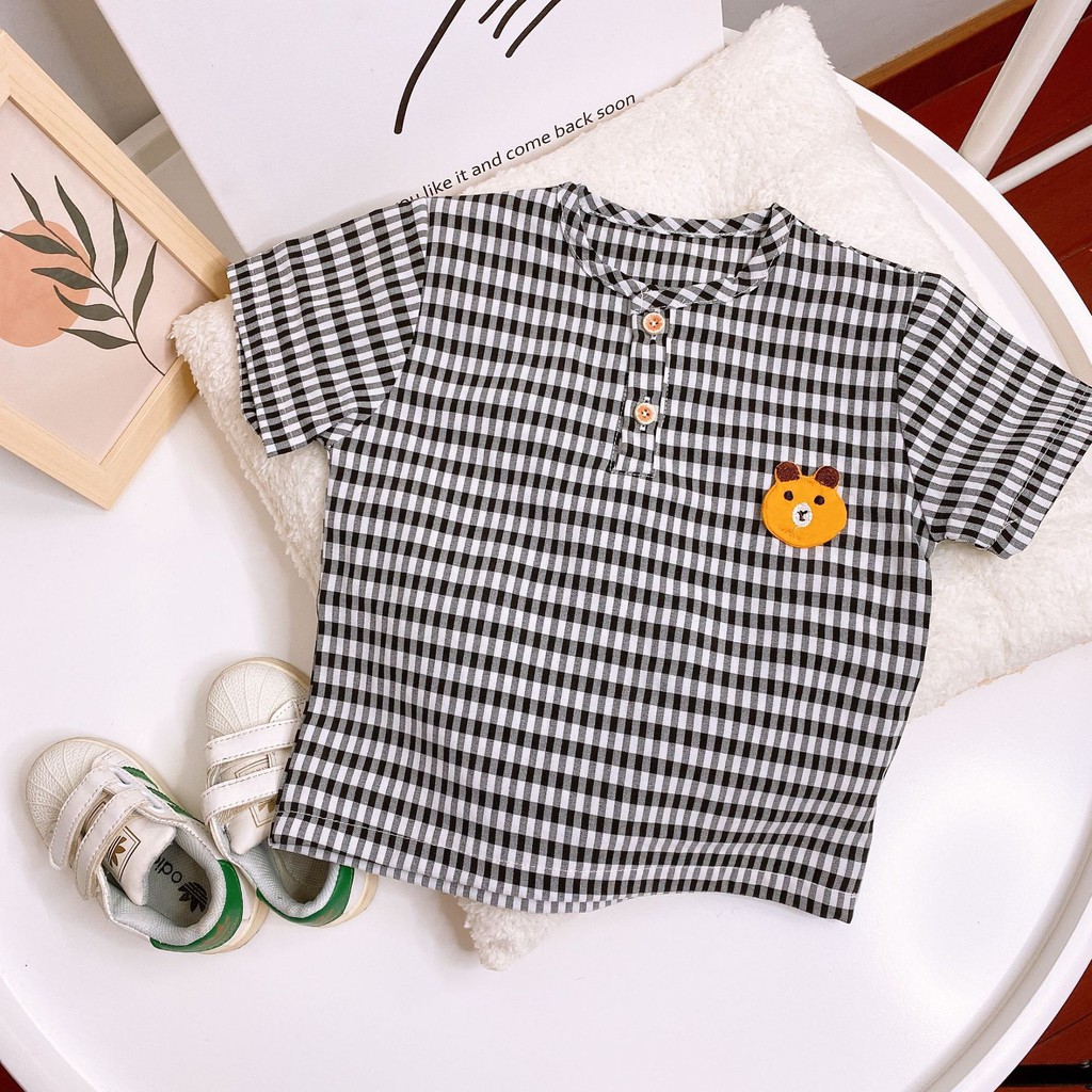 HappyOliver SET KEMEJA KOTAK BIBI 603 EBV Setelan Kemeja Bayi Laki-laki Lengan Pendek