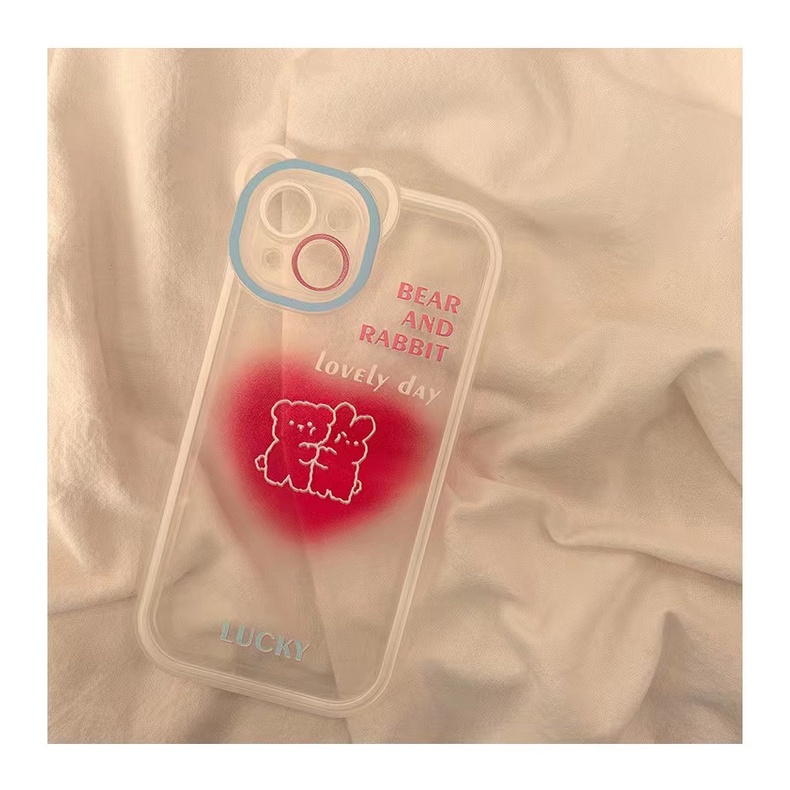 Soft Case Silikon TPU Transparan Motif Love Bear Untuk iPhone 13 12 Mini 11 Pro X XR XS Max SE 2020 6 6S 7 8 Plus