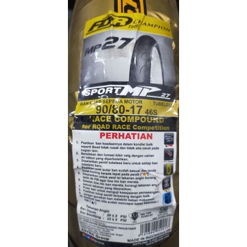 BAN LUAR FDR MP 27 90 80 RING 17 TUBELESS RACING COMPOUND