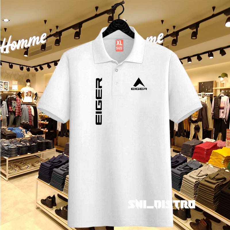 COD Kaos Kerah Pria Polo Shirt Eiger Logo Black Kiri Kanan Premium Quality Kaos Distro Pria & Wanita