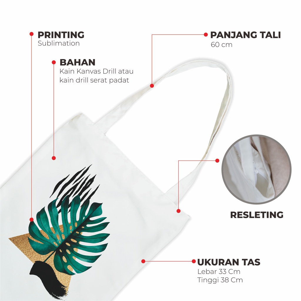 Sevine Tote Bag Resleting Tas Wanita Totebag Tropical Series - TL