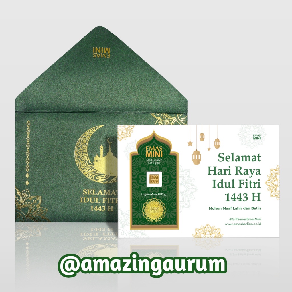 Gift Series Iedul Fitri Logam Mulia 24 K 0,05 gram I 0.05 gram Emas Mini untuk Hadiah Bingkisan Souv