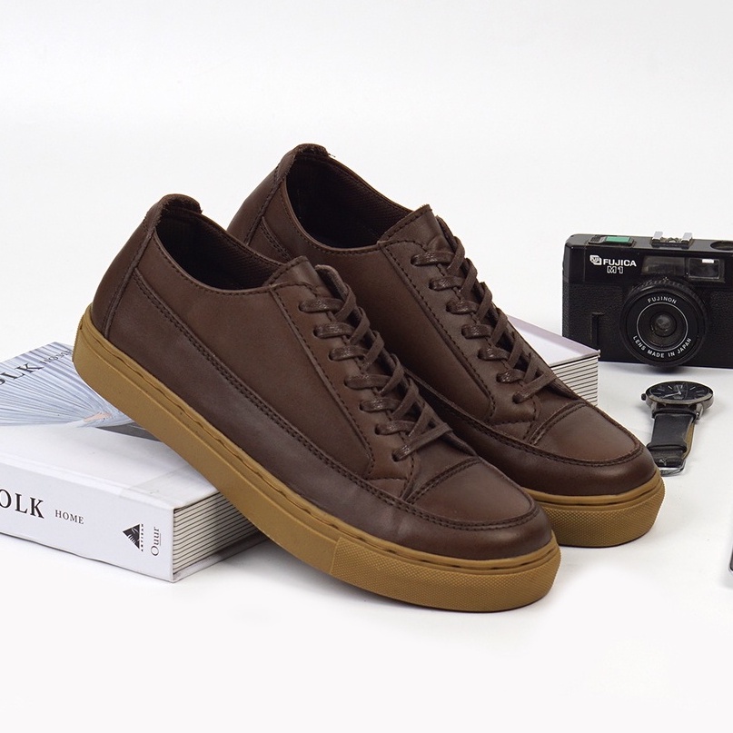 OLAF BROWN (KULIT ASLI) |ManNeedMe x Greata| Sepatu Sneakers Pria Casual Shoes ORIGINAL