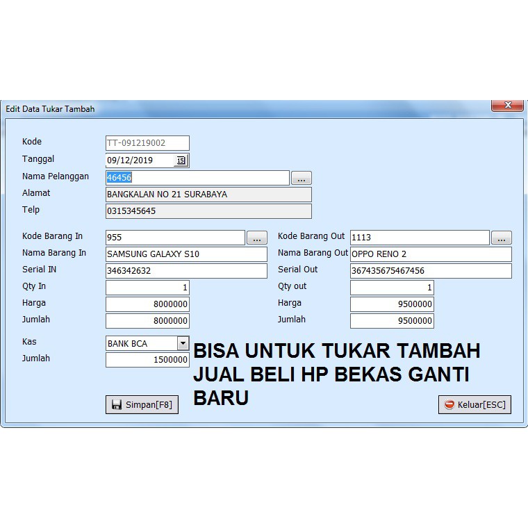 Software kasir toko hp handphone