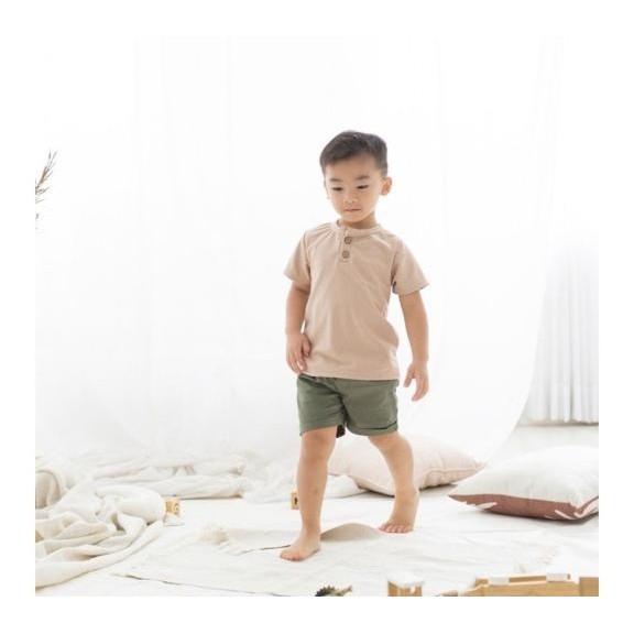 ARDENLEON (4-7thn) Unisex Rib Button Shirt Atasan Anak Tshirt anak Pakaian Anak ARDEN LEON CBKS-7