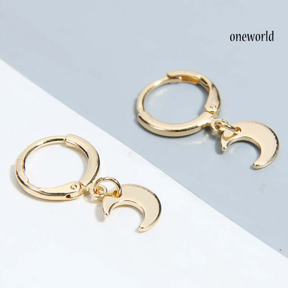 OW@ Exquisite Meniscus Pendant Loop Earrings Dangle Women Jewelry Charm Gift Decor