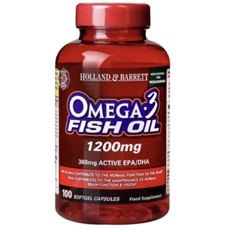 Holland Barrett Omega 3 Fish Oil 1200mg 100 Caps (holland barret)