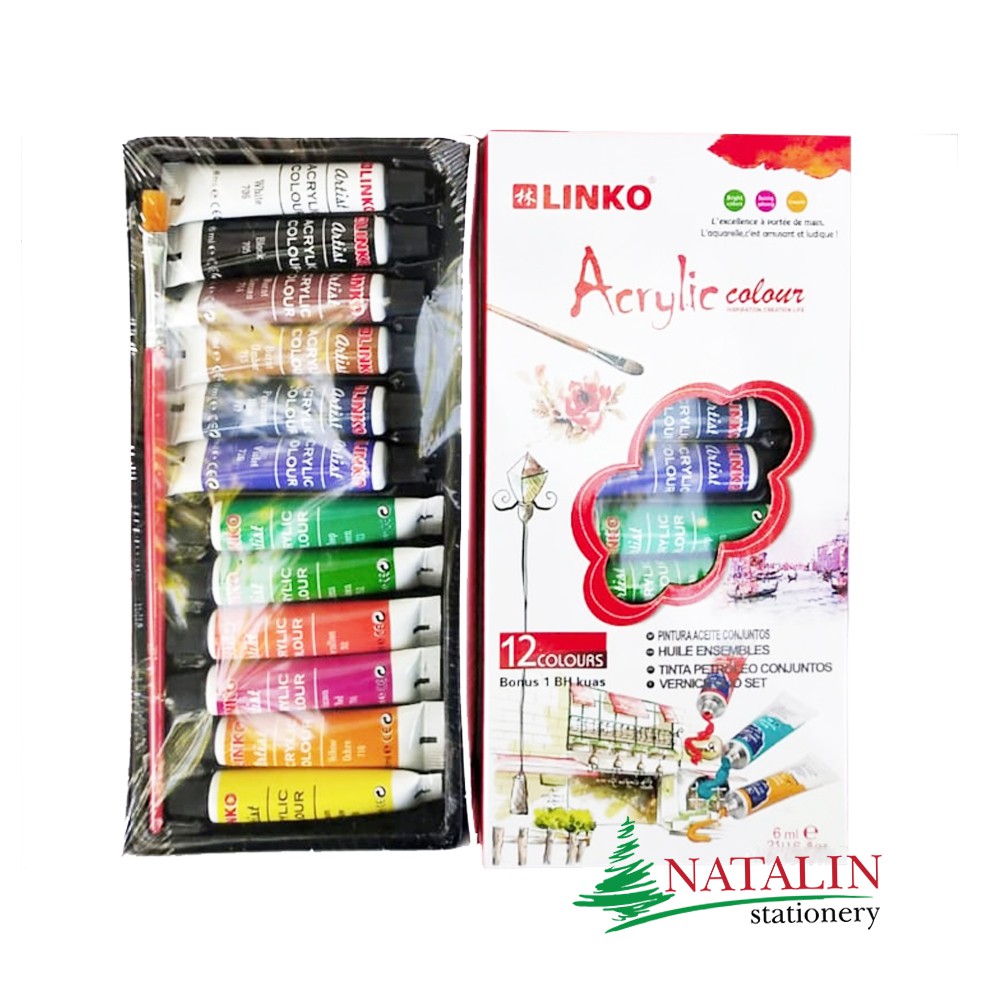 

LINKO Acrylic Colour 12w -6 ml ( with brush )