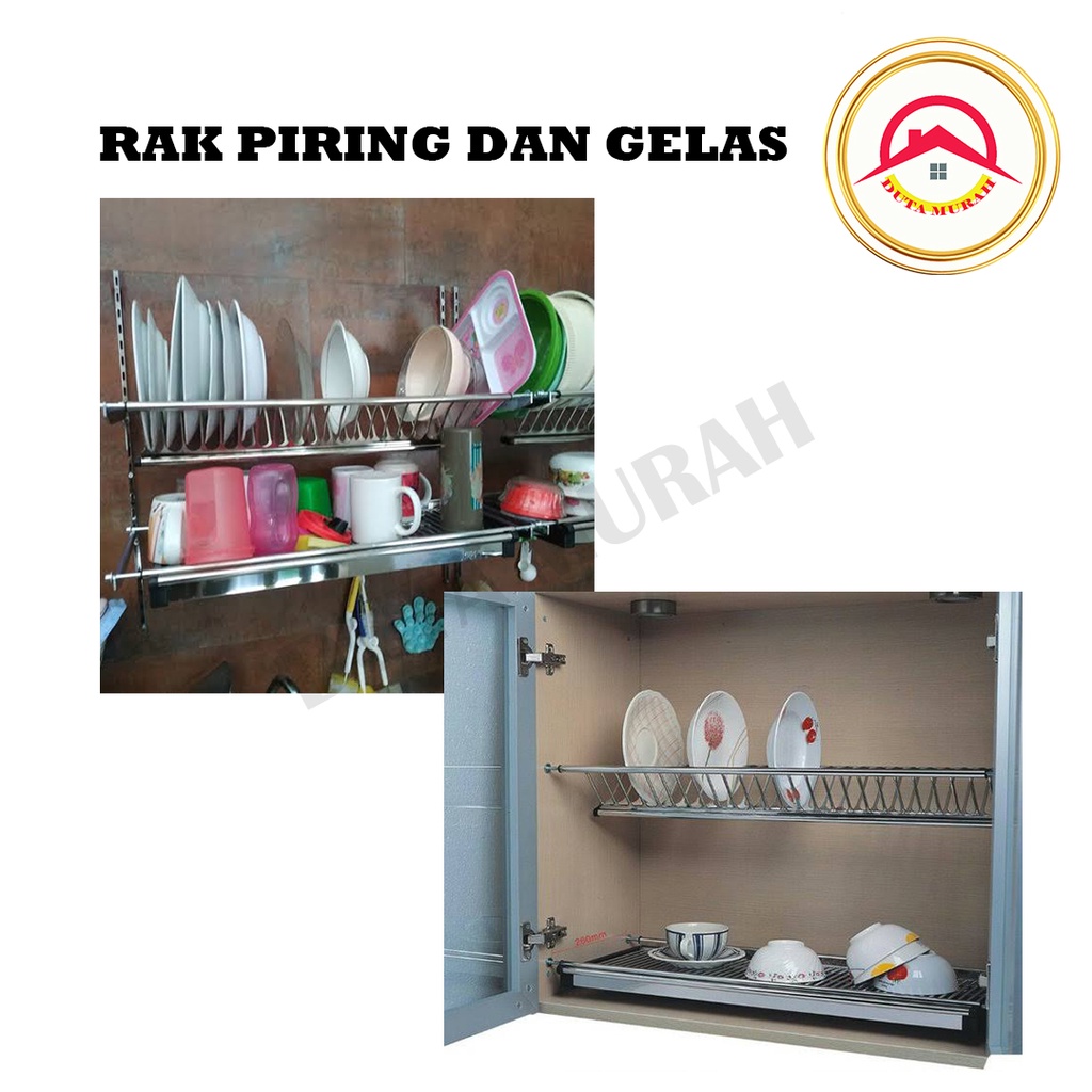 Rak Piring &amp; Gelas 80 Cm..SUS 304..Unit Atas Dapur..  Merk Vitco