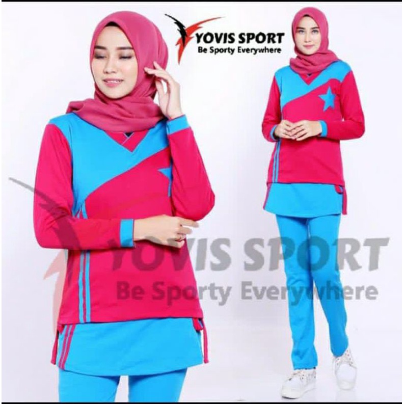 BS12 BAJU SETELAN SENAM BINTANG  YOVIS SPORT |AHRAGA SENAM ZUMBA AEROBIC  WANITA