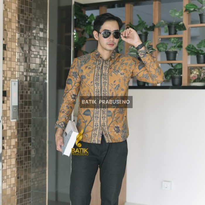 Wicaksana Kemeja Batik Pria Slimfit Katun Printing Prabuseno Original - wicaksana, M