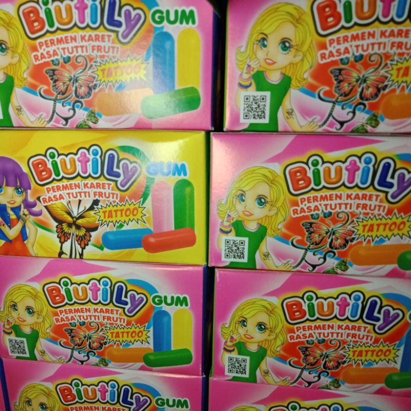 

permen lipstik biutily gum per box