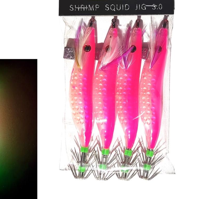 ✪ Umpan Pancing Cumi Premium Superline size 3.0 - Harga 1 bks isi 4 pcs - Umpan Udang-udangan Premiu