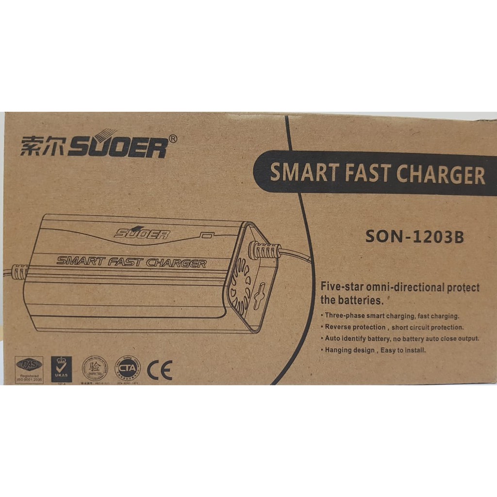 Charger Aki Otomatis 3A Suoer Original Cas Aki Suoer 12V 3A Original