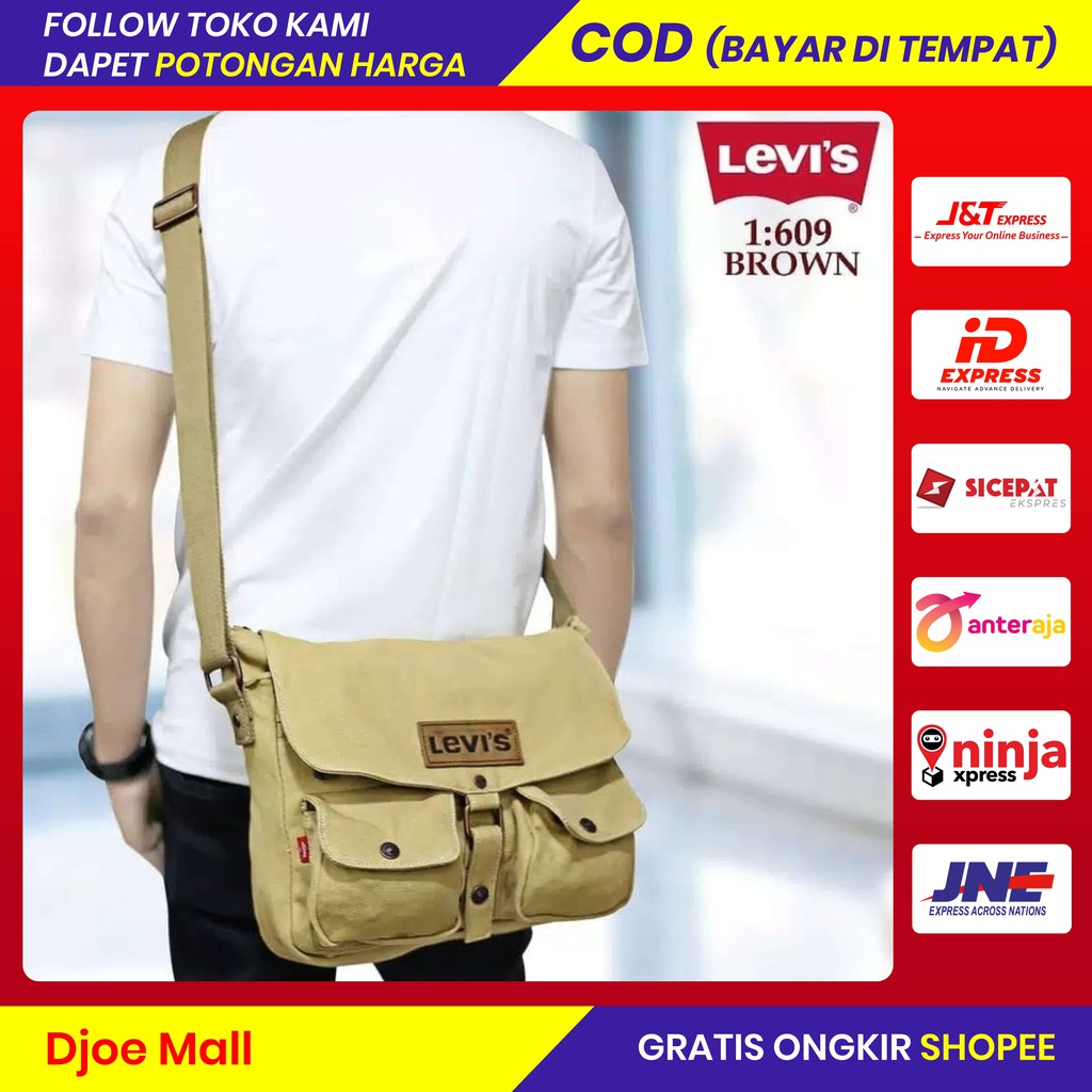 Tas selempang kuliah levis pria import korea original terbaru kekinian murah korean style terlaris