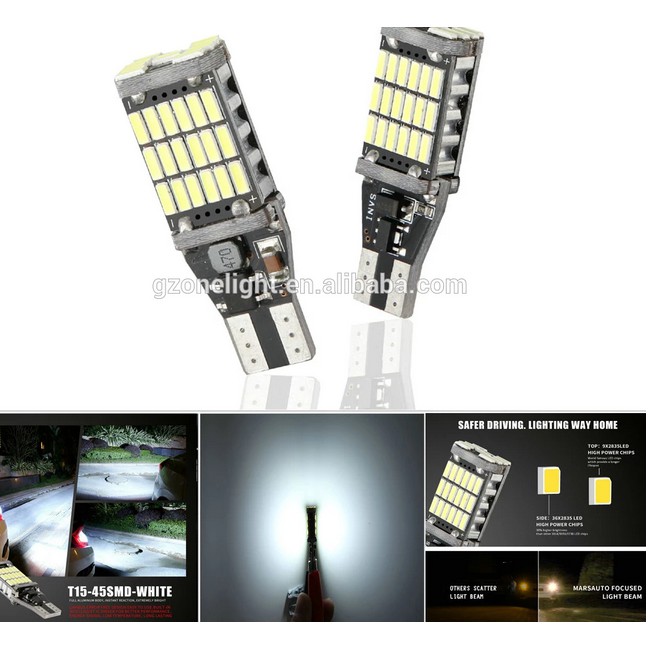 LED T15 T16 W16W CANbus Lampu Mundur mobil atret Senja sein motor SUPER TERANG 45 titik SMD