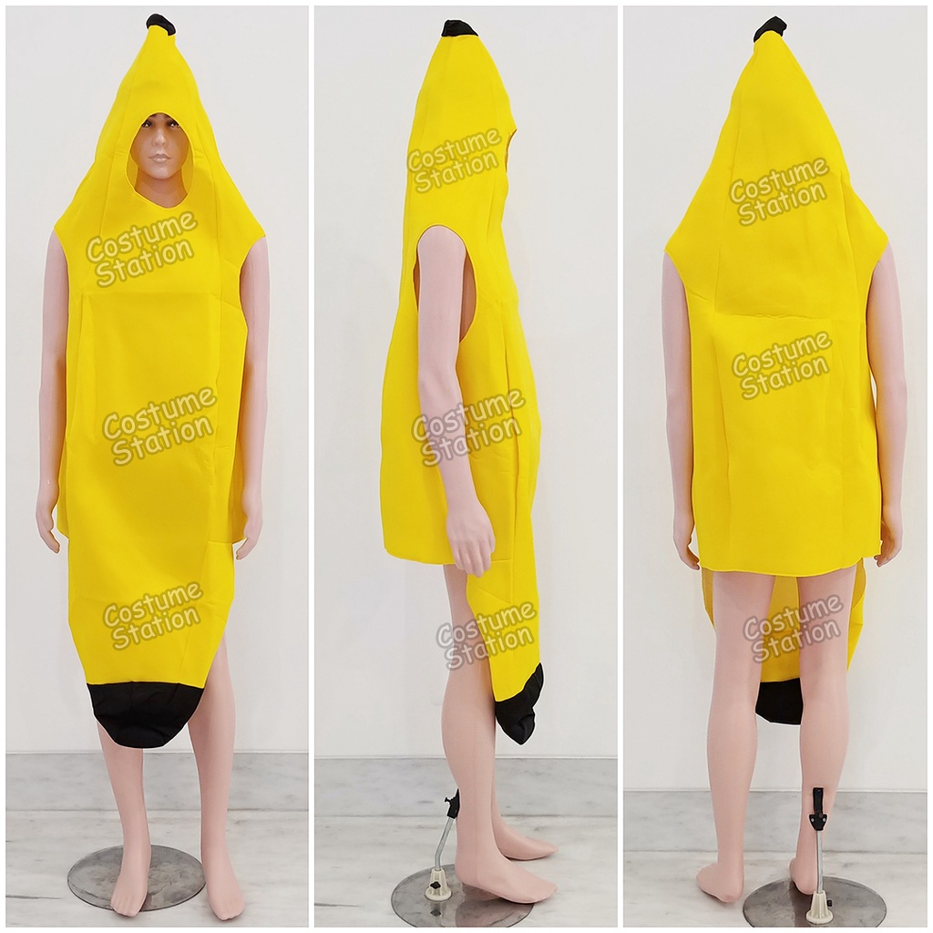 Kostum Buah Pisang Mascot / Costume Yellow Banana Fruit Maskot Onesie Halloween Party dewasa