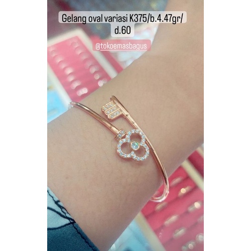Gelang oval variasi emas asli K375