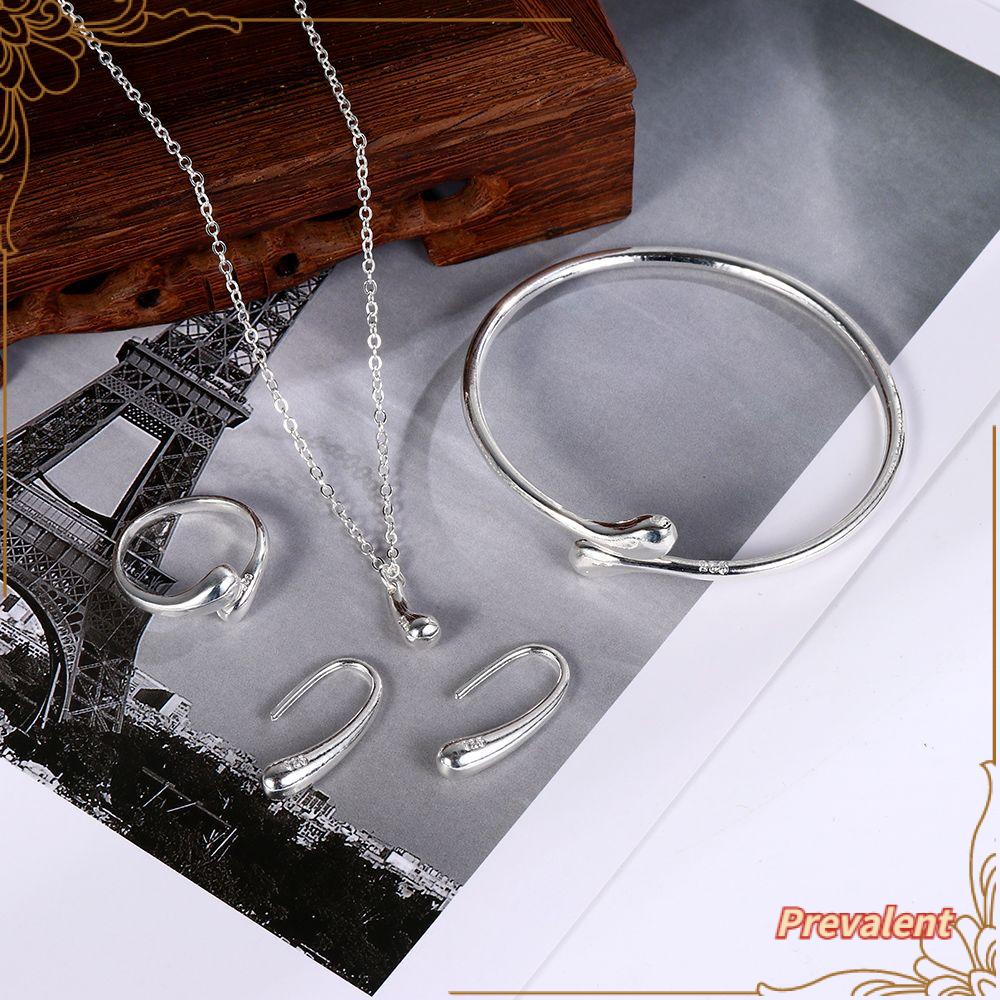 Set Kalung Gelang Bangle Open Warna Silver Untuk Wanita