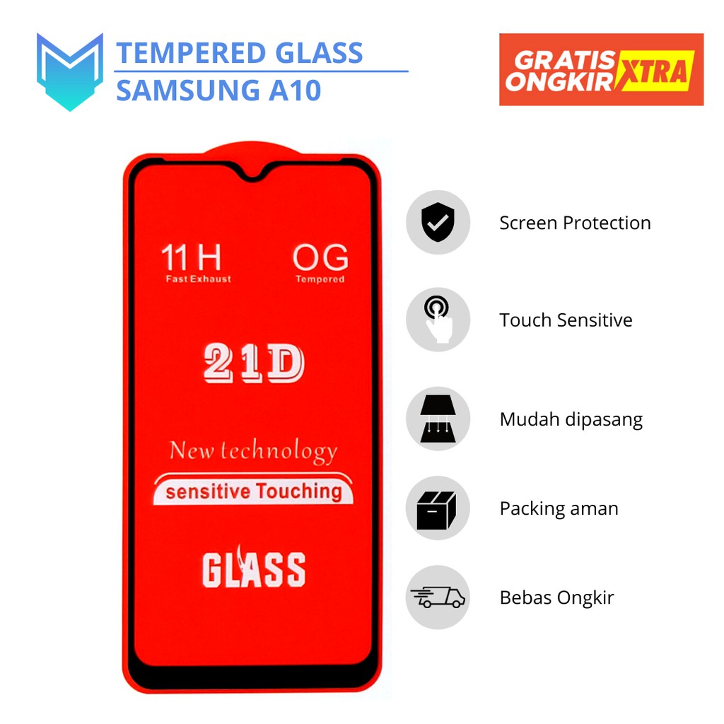 Tempered Glass Samsung A10 Full Cover Frame Hitam | Anti