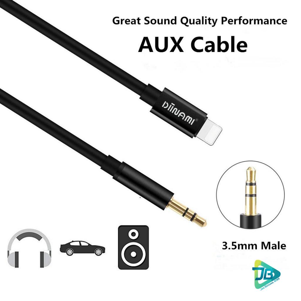 ￼DIINAMI KABEL IPHONE LIGHTNING TO AUX 3.5MM ,TYPE C TO JACK 3.5MM PREMIUM NYLON KABEL AUDIO JB8809