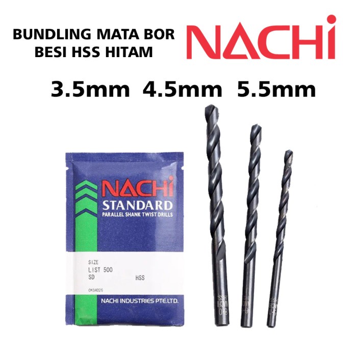 PAKET MATA BOR NACHI HITAM HSS SET 3.5 + 4.5 + 5.5 MM - BUNDLING