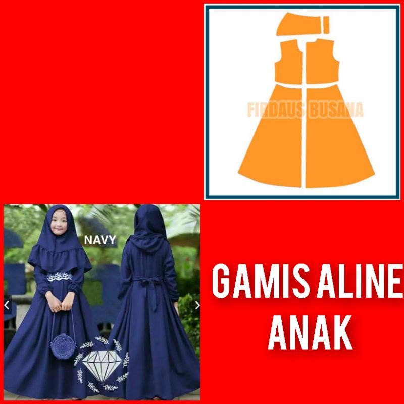 1paket pola gamis A line anak,pola jiplak,pola SDH di potong, pola SDH ada kampuhnya 1, 5 cm, pola t