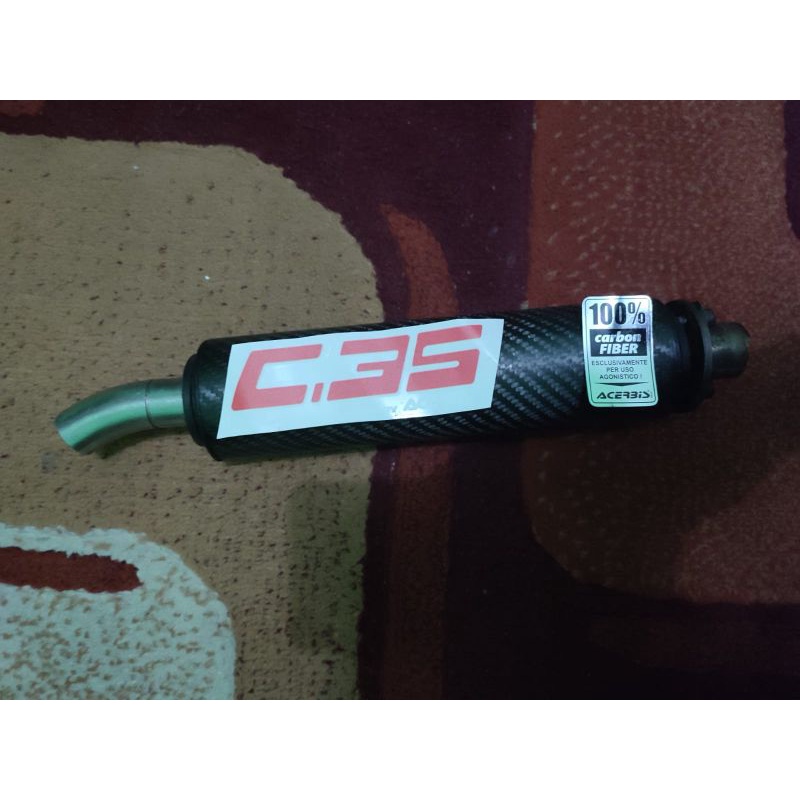 silencer acerbis c35 ori panjang 25cm stiker non ori belum di tempel