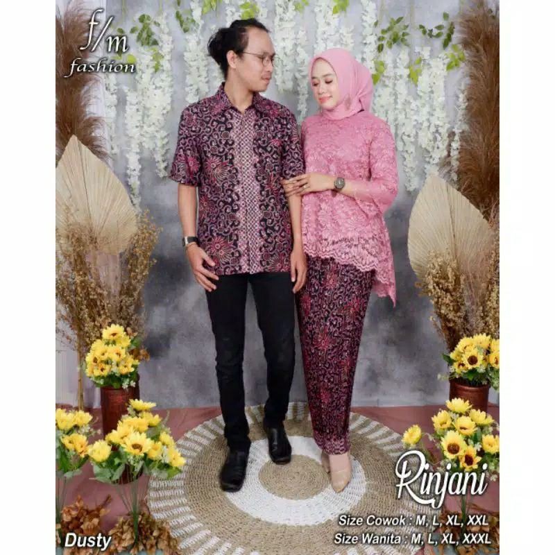 SET KEBAYA JUMBO LD 130 - SET KEBAYA RINJANI- KEBAYA BROKAT - KRBAYA - KEBAYA COUPLE-Dusty